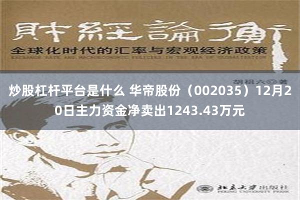 炒股杠杆平台是什么 华帝股份（002035）12月20日主力资金净卖出1243.43万元